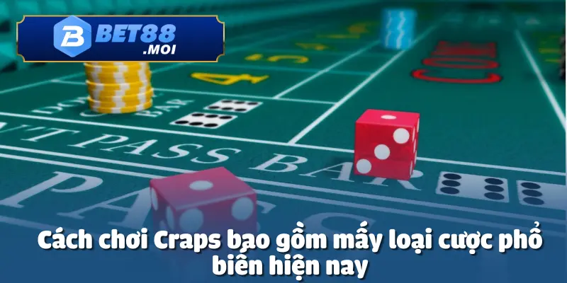 Cách chơi Craps bao gồm nhiều loại cược khác nhau với 6 nhóm chính